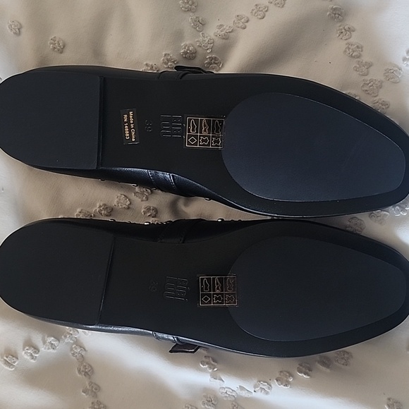NWT Anthropologie Bibi Lou Studded Mary Jane Flats Black Size 39 EU 8/8.5 US. - Picture 6 of 9